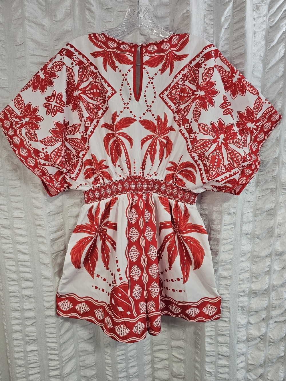Cupshe Carmel Beach Tropical Print Romper Red White Island Vacation Medium - Picture 8 of 16